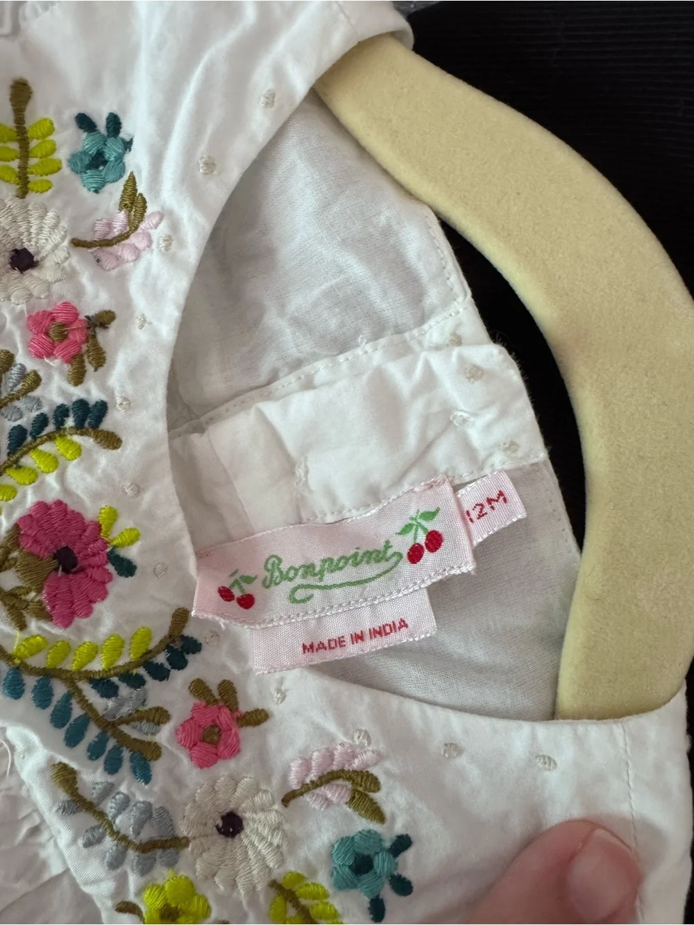 Bonpoint White Embroidered Flutter Sleeve Dress